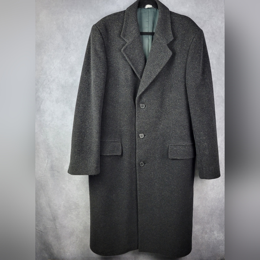 Trade Mark cashmere wool Full coat size L Black/White Italian Fabric‎